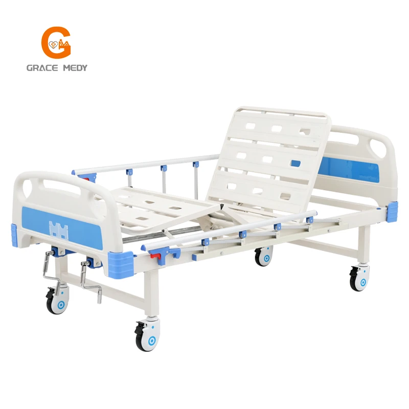 2-Function Manual Hospital Bed Accessories Plastic Adjustable Medical Bed for Home Care With 2 Crank Mechanisms