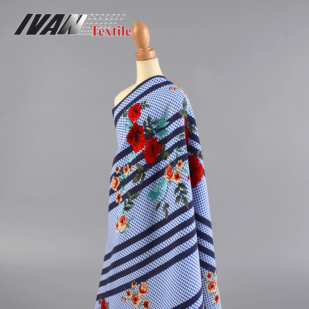 Новое поступление, OEM, тканый принт, цветок, модная 100% искусственная Чаллис ткань для платья