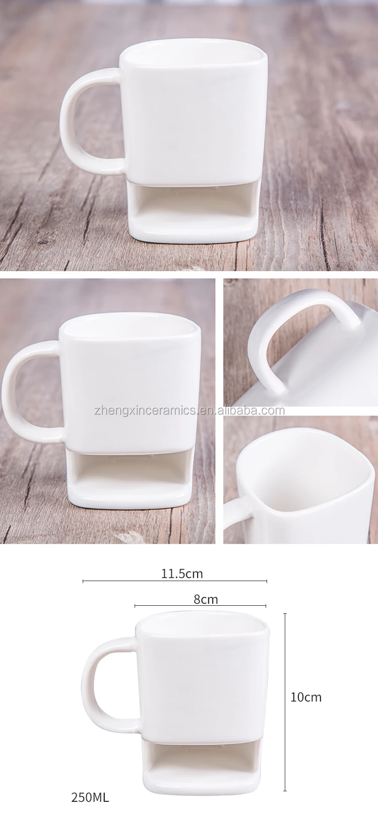 Wholesale Coffee Milk Ceramic Biscuit Mug With Cookie Holder Buy