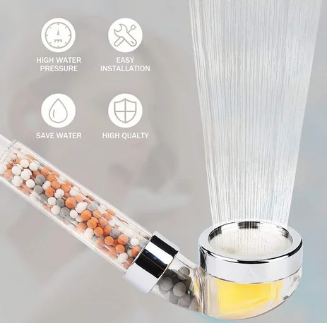 Bathroom Ionic Mineral Beads Vitamin C Filtered Handheld Shower Head Aroma