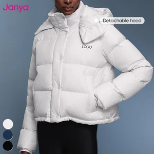Janya New Winter 90% White Duck Sports Yoga Jackets Detachable Hood Thick Warm Drawstring Hem Waterproof Puffer Jacket for Women