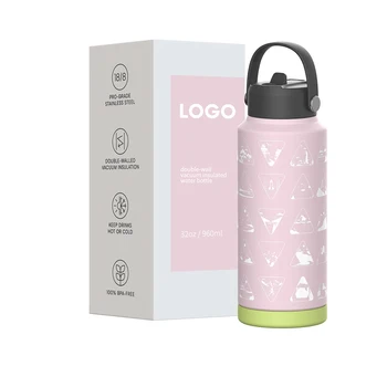 High Quality Custom Logo Travel Vacuum Double Wall Insulated Stainless Steel Water Bottle