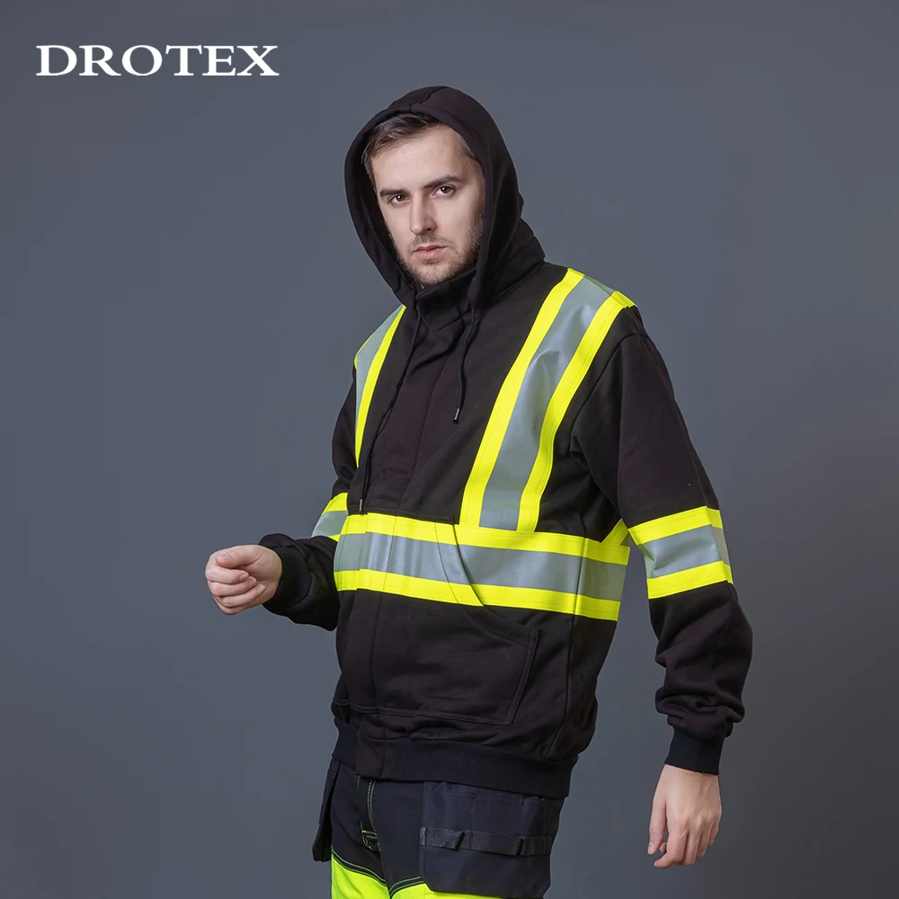 Oem Logo Black Welding Fire Resistant Clothes Work Hoodies Reflective
