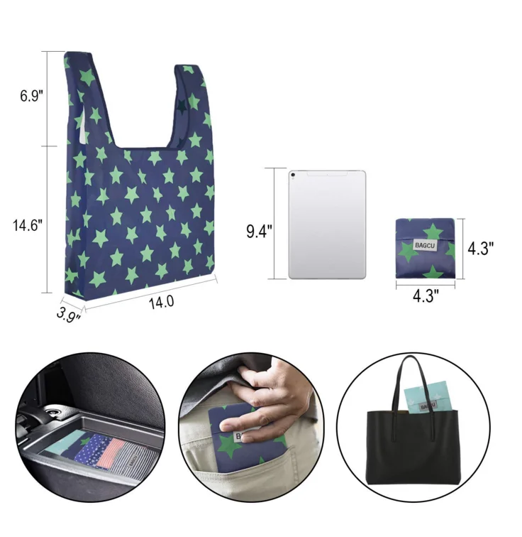 Custom Nylon Foldable Grocery Bags Eco-friendly Ripstop Nylon Pouch Reusable Folding Polyester Shopping Bag