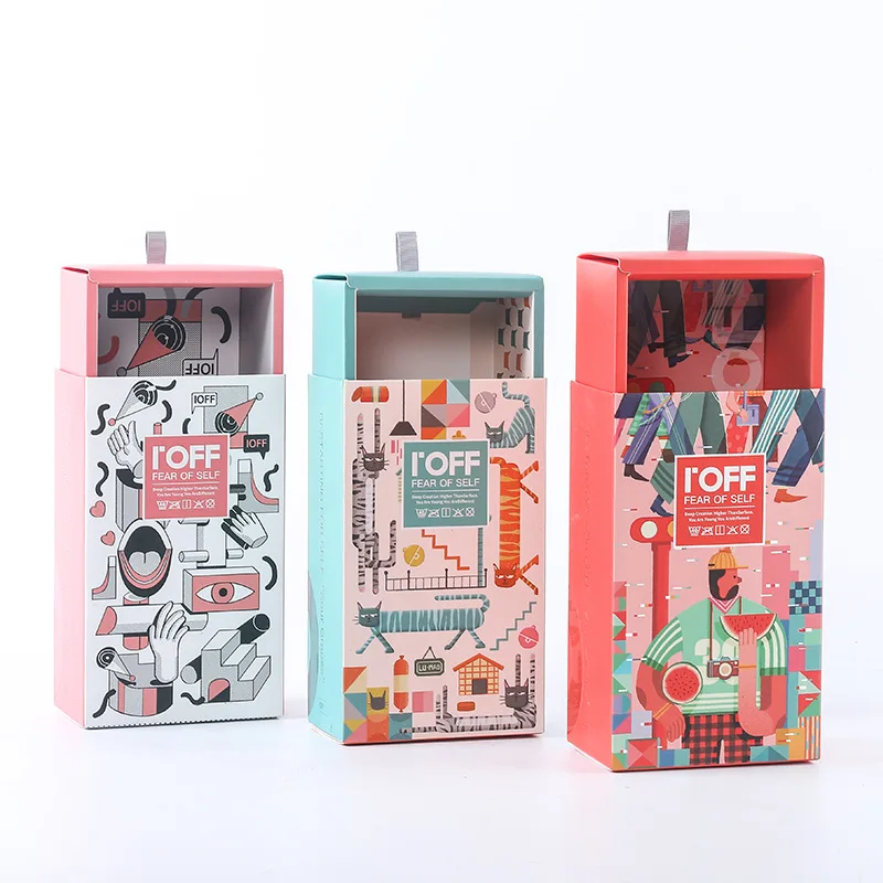 Custom Logo Cardboard Paper Printed Socks Underwear Packaging Folders Drawer Boxes for Kids