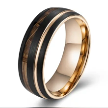 RTS Ouyaun Jewelry New Arrived Tobacco Mens Ring Double Line Wedding Rings