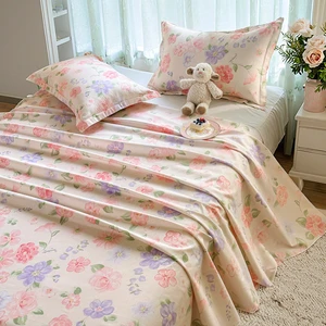 Quality 100% Cotton Flat Bed Sheet New Arrival Luxury Twin Size Breathable Printed Design Bedroom Use Hotel Home Queen Available