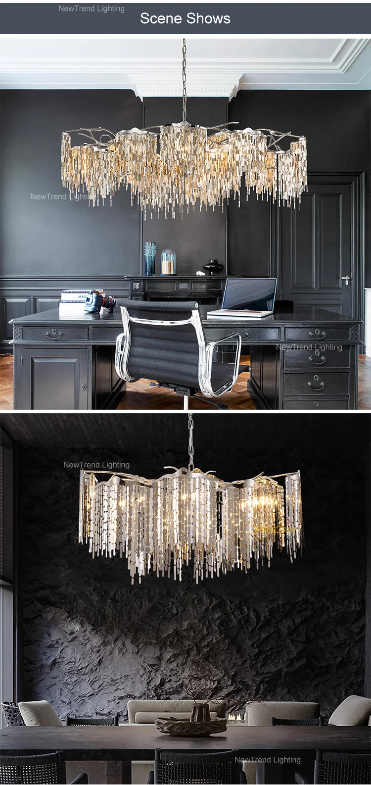 cpl 213 luxury style stainless steel art chandelier hotel villa gallery customized hanging pendant light-5