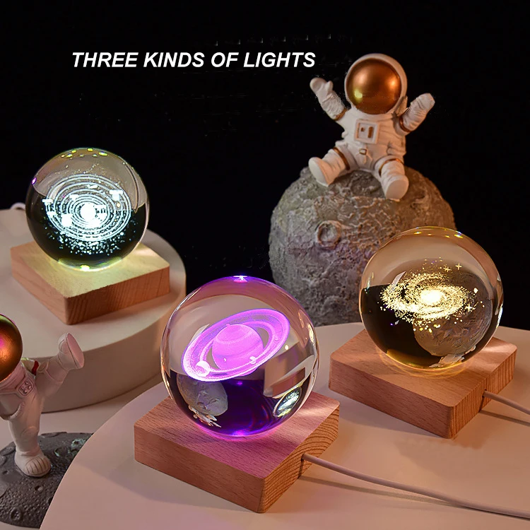 Oem 3d Carved Star Solar System Table Led Lamp Wood Base Crystal Ball ...