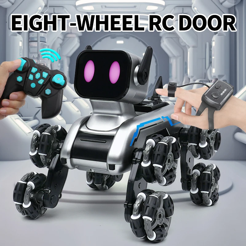High Speed Remote Control Electronic Pet Dog Eight-wheel RC Controlled Electronic Smart Robot Dog Intelligent AI Educational Toy
