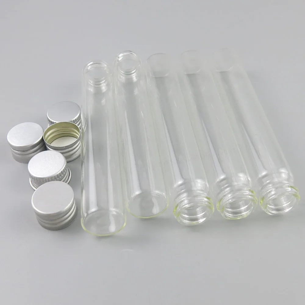 Empty Tiny clear 30ml 45m Borosilicate Glass test Tube 2020 Cosmetic Bath Salt Packaging Cigar Container With Aluminum Screw Cap