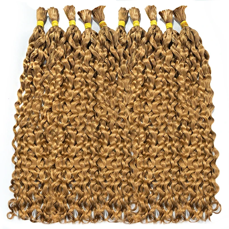 Imbierinės spalvos žmogaus plaukai, skirti pynimui, „De Cabello Natural Humano“ plaukų priauginimui, neapdoroti, be vandens banguoti, garbanoti, dideli._voghion.com