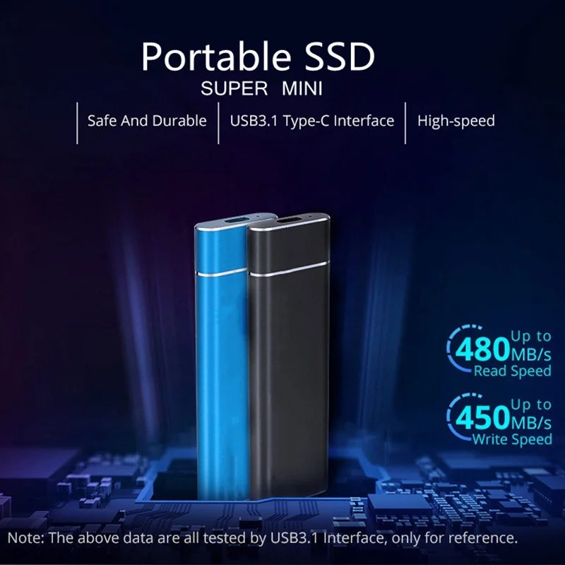 Portable Ssd External Hard Drive 1tb 2tb High Speed Solid State Hard