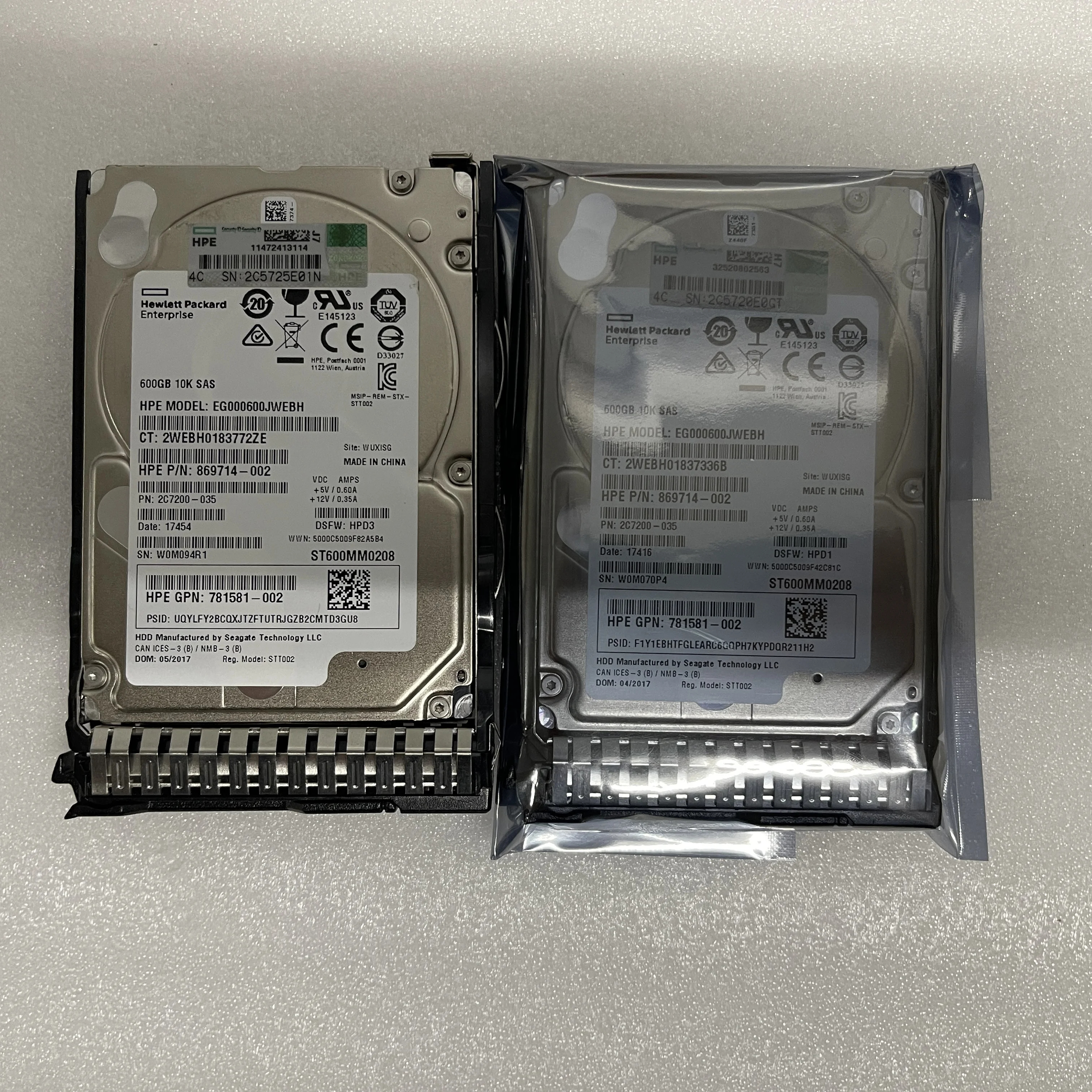 HPE 872477-B21 872736-001 600GB 12G SAS 10K 2.5 SFF ENT HDD SC DS