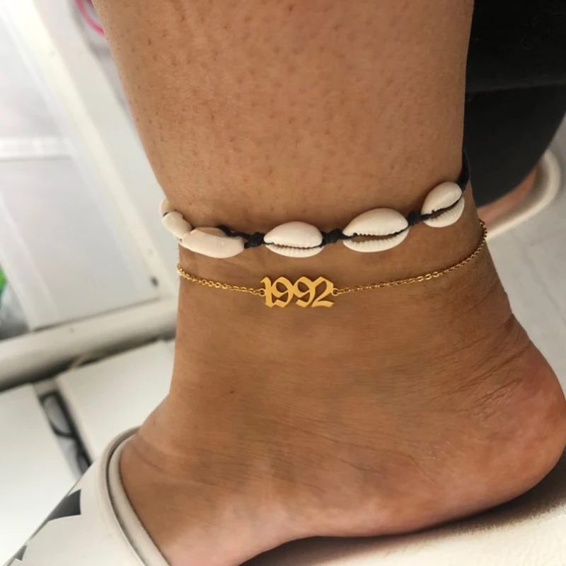 Qiuhan 18k Gold Chain Beach Sandal Personalized Anklet Foot Leg Jewelry Stainless Steel Custom Name Anklet