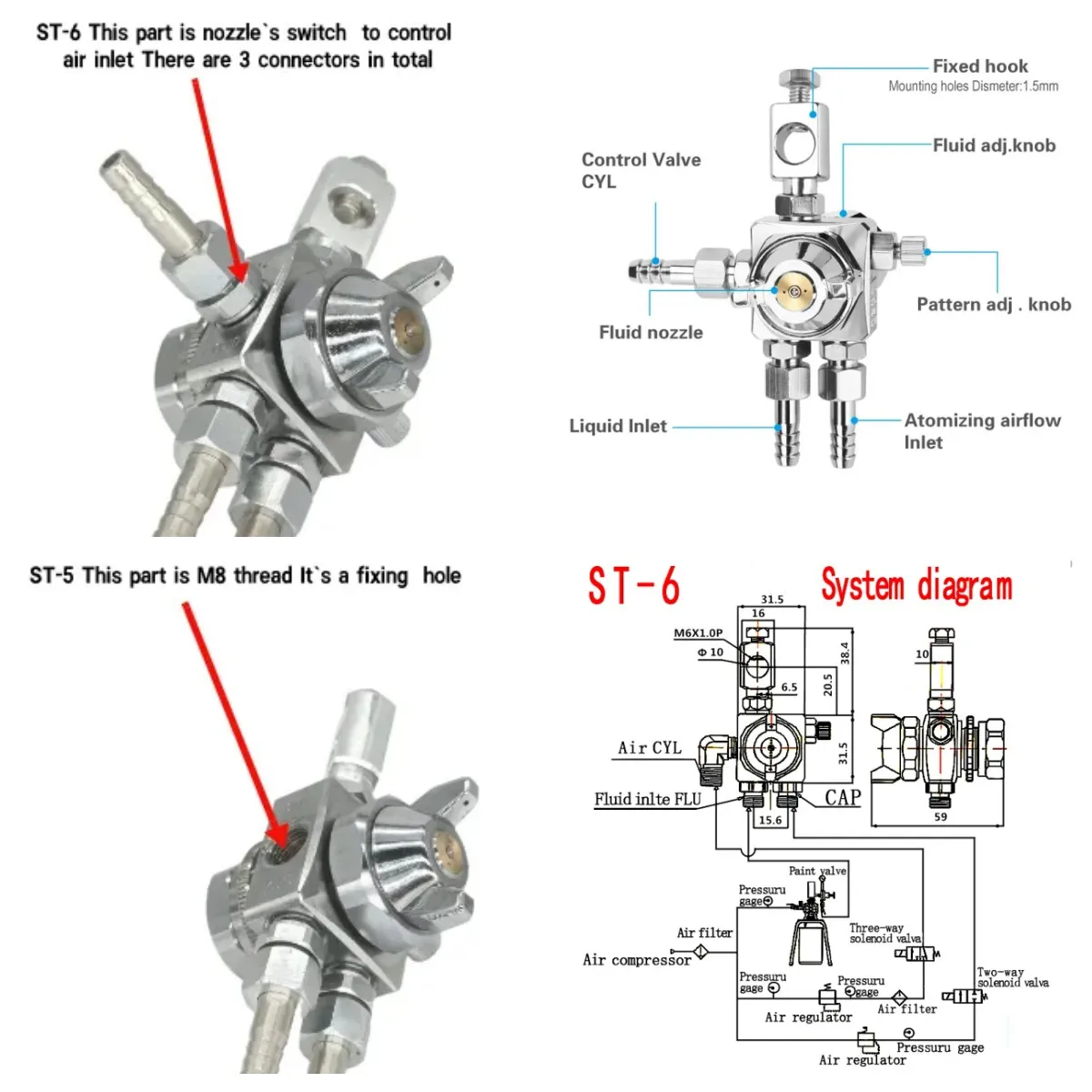 St-5 Automatic Spray Gun 0.5mm 1.0mm 1.3mm 2.0mm Nozzle - Buy Spray