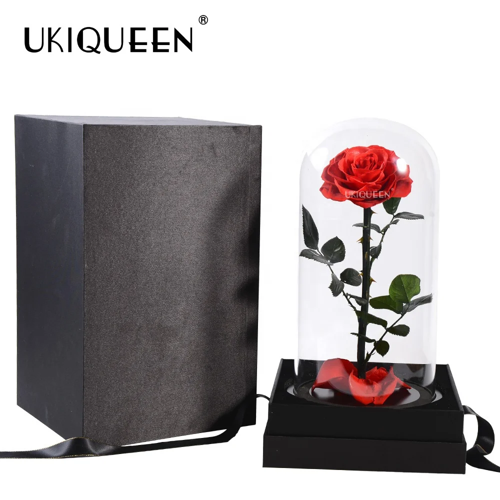 Wholesale Valentine Day Gifts Preserved Rose In Glass Gift Box