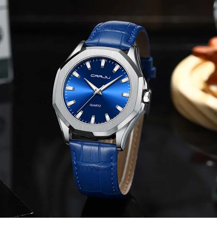 CRRJU 5015 Charming Classic Male Quartz Watch Latest Japan Movement Water Proof Luminous Vintage Business Watch Design