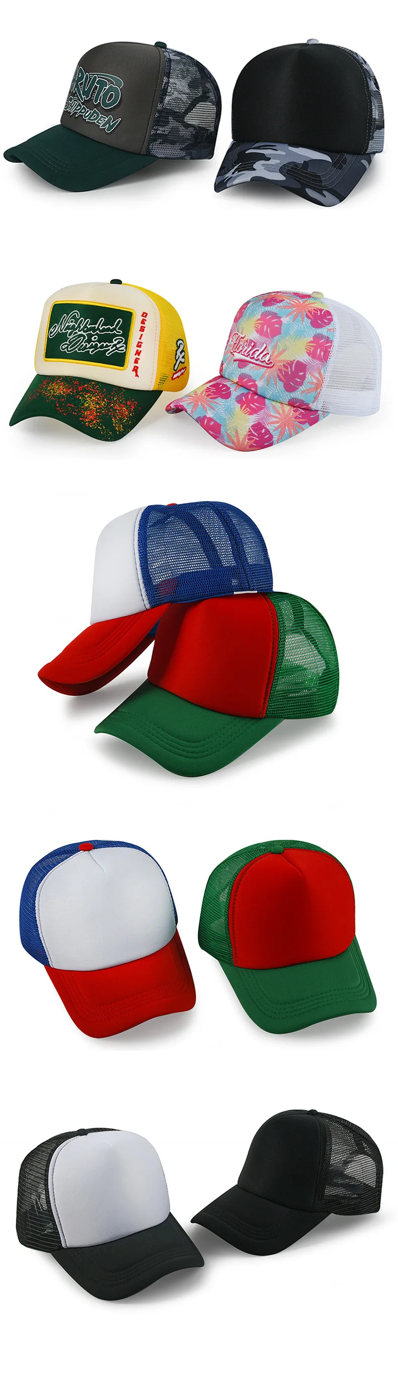 Trucker Hat Custom Logo Mesh Men 6 Panel Sport Gorras Baseball Cap Foam