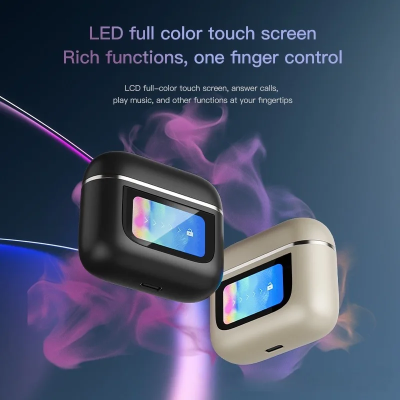 2024 Display Touch Screen TWS Earbuds V8 High Fidelity Sound Quality Headset ANC ENC With Touch Display Earbuds for JBL