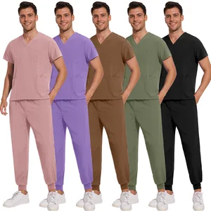 Dentist Nurse Medical Doctor Uniform Jogger Scrub Set Healthcare V Neck Scrub Workwear Men Uniform