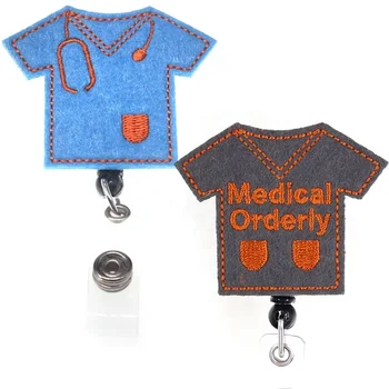 Fashion Medical Orderly T-shirt Felt Nurse ID Badge Reel For Nurse Accessories Customized Badge Holder Uniform Decoration
