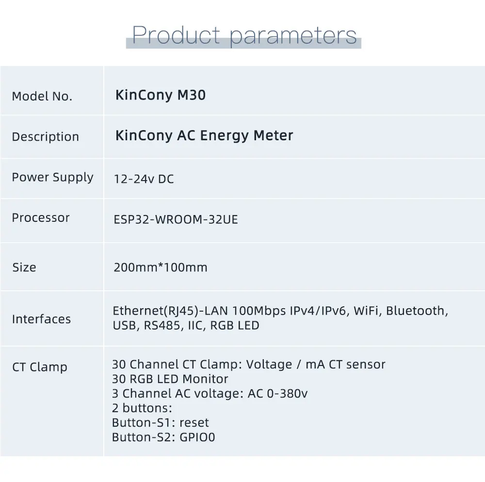 30 Channel Esp32 Energy Monitor Board Kincony M30 For Home Assistant