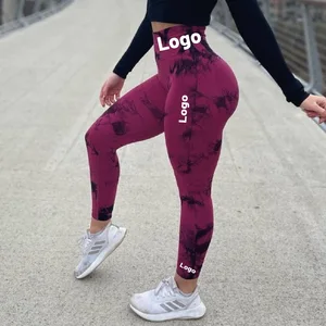 Women's Tie-Dye High Waist Yoga Pants Slim Scrunch Butt Quick-Drying Breathable Knitted Fitness Leggings Casual Style