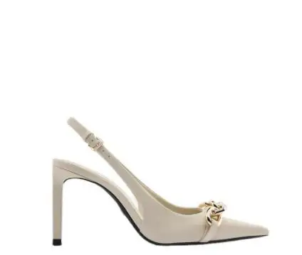Brands Pointed Head Women High Heel Shoes Office Formal Ladies Dress  Wedding Bridal Metal Chain Shine Stiletto Heels Sandal