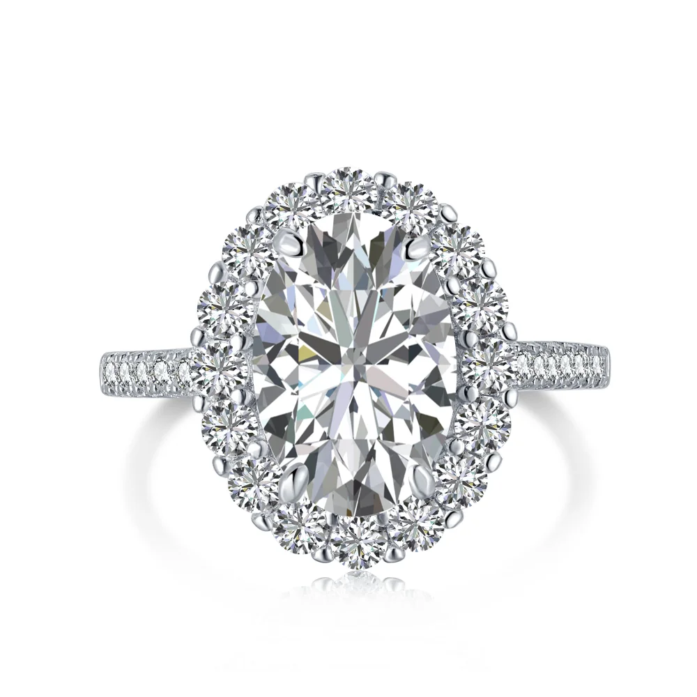 Dylam New Designs High Carbon Diamond Oval Eternity Jewelry Engagement Anniversary Royal Pure CZ 8A Silver S925 Wedding Rings