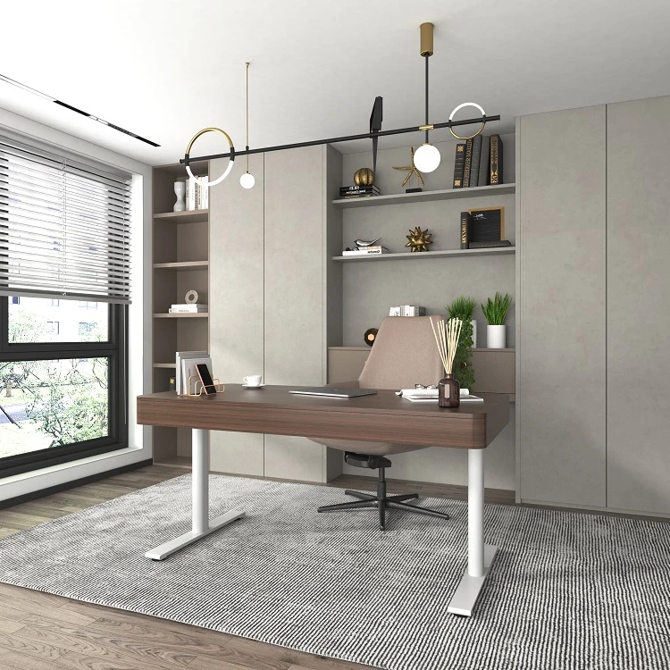 Luxury Wooden Height Adjustable Office Desk for CEO and Manager