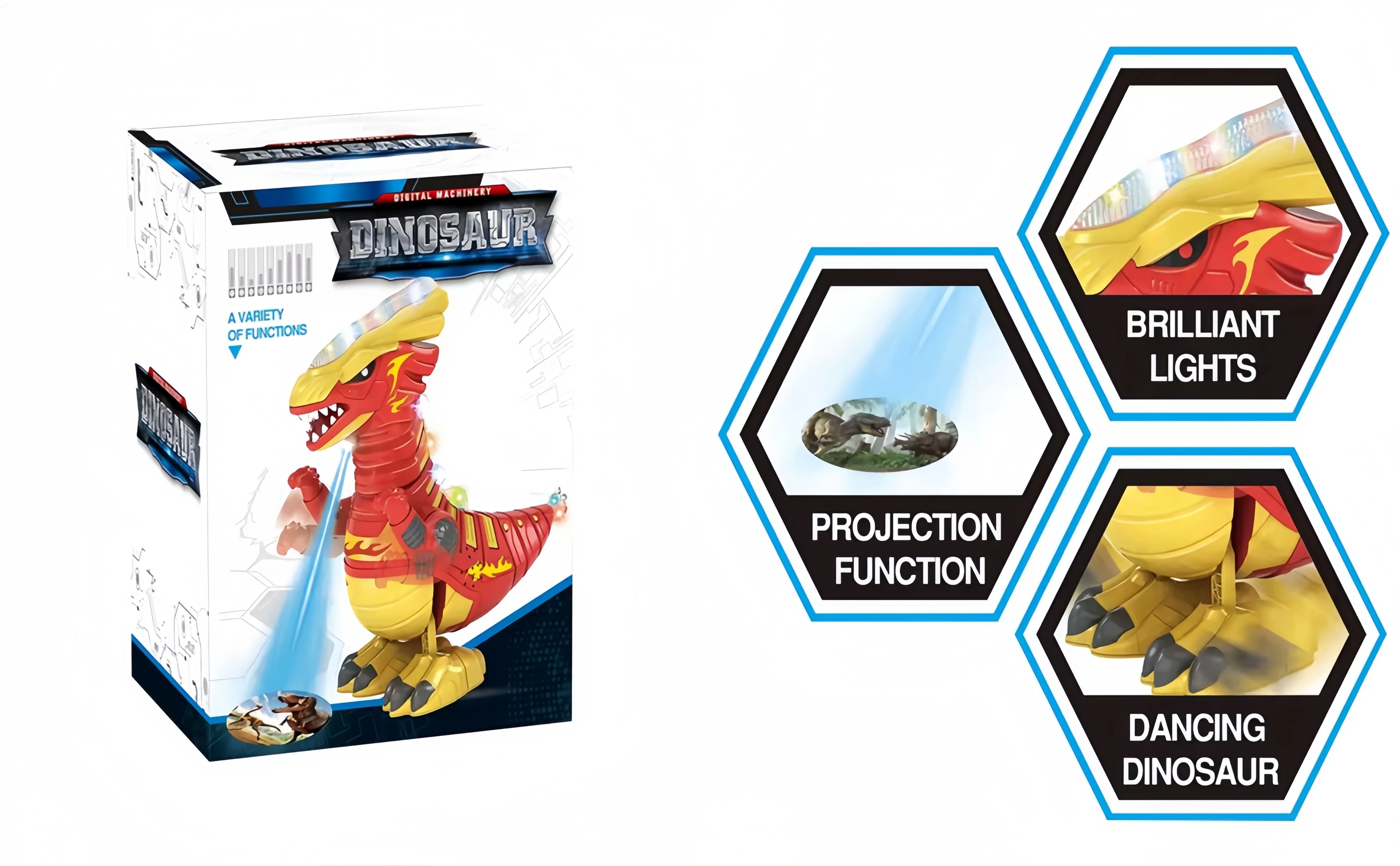 Electric Projection Interactive Toy Singing Mechanical Dancing Dinosaur with LightInteractive Educational Gift Toys