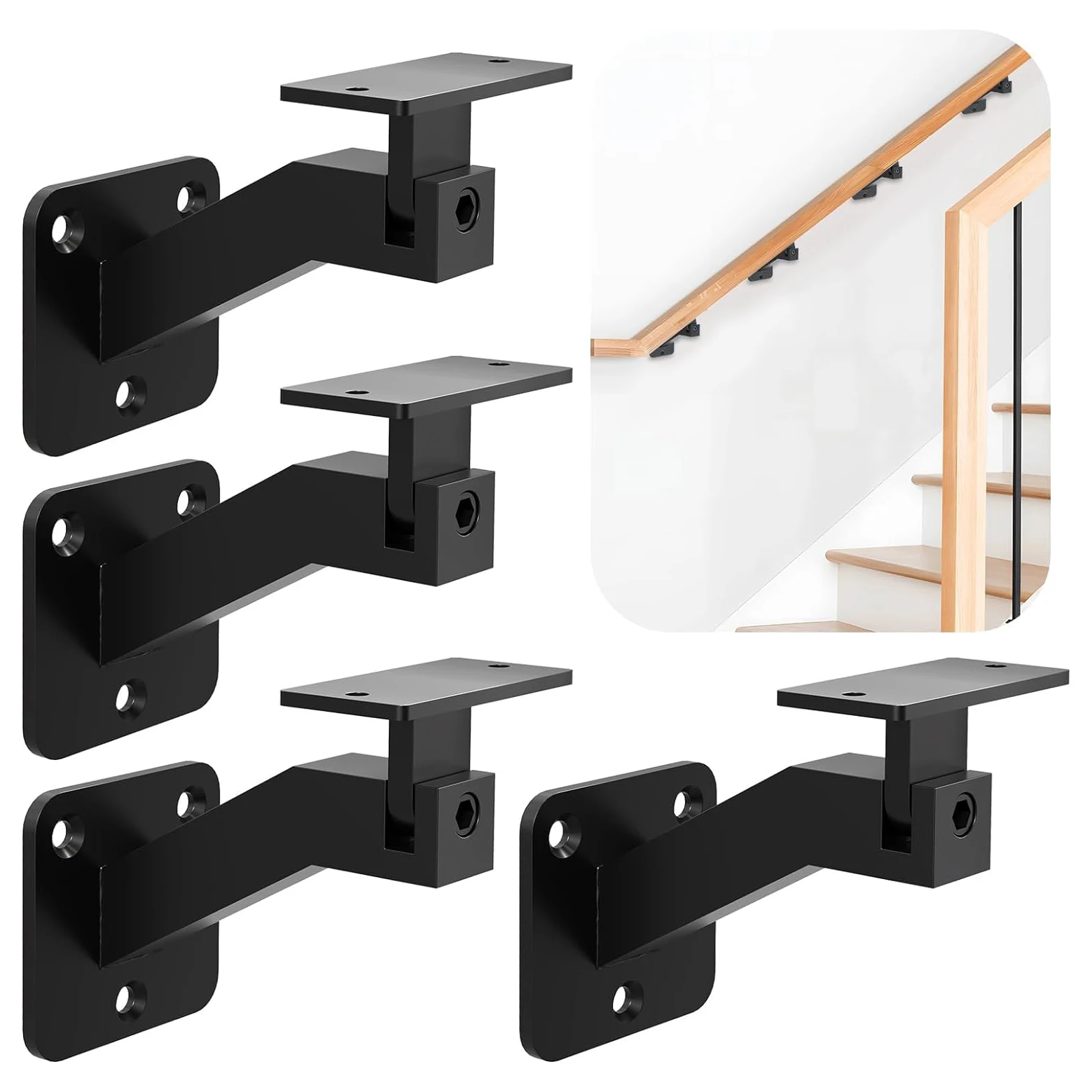 Swivel Handrail Bracket Kit Heavy Duty Metal Adjustable Wall Shelf Stair Railing Hand Rail