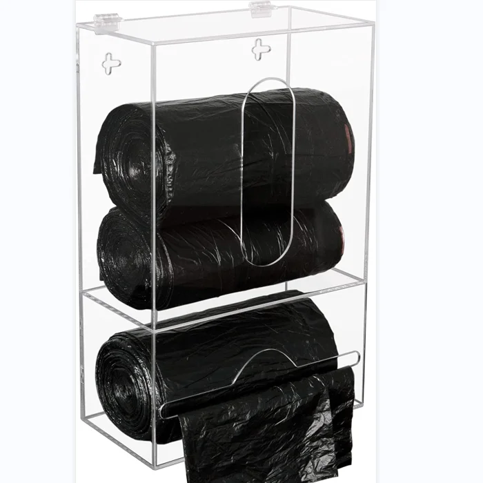 Wall Mounted Clear Acrylic Trash Disposable Bag Dispenser Roll Holder