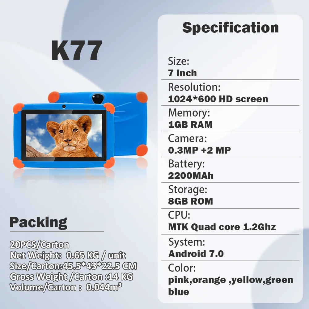 Cheapest 7" Wifi Kids Tablet Pc Children Educational Android 7 Inch Gaming Teblets Tablate Taplets