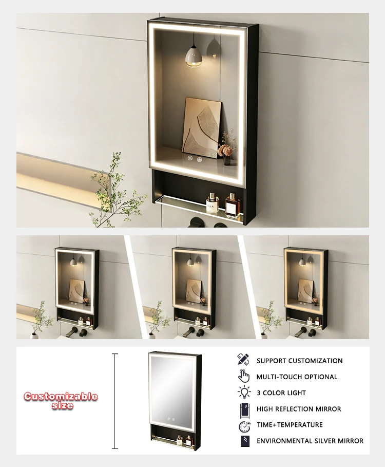 product modern bathroom vanities  light wall mounted water proof led bathroom cabinet led mirror cabinet for hotel and apartment-4