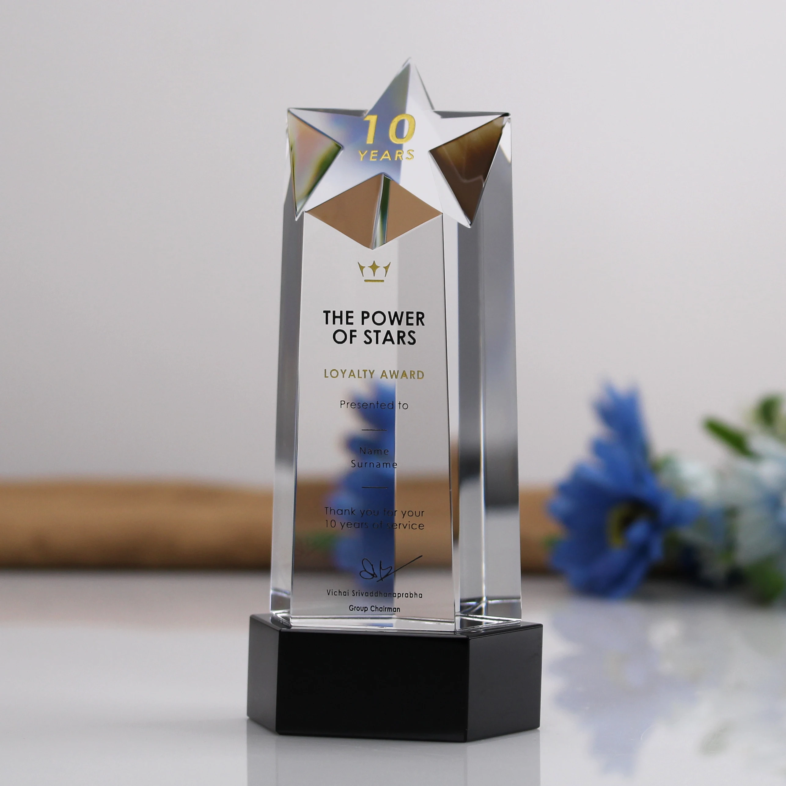 2023 Business Decoration UV Printing K9 Laser Crystal Star Custom Crystal Trophy Award