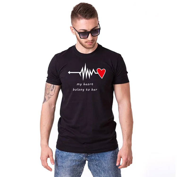 Модные топы одежда пара футболка для мужчин и женщин на заказ