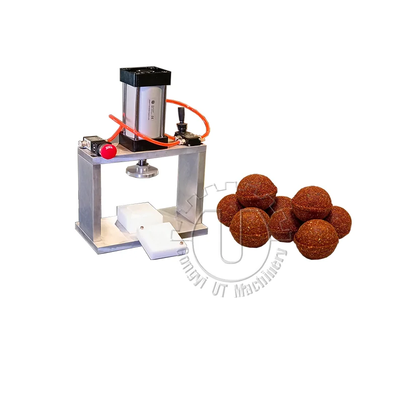 Small low cost bath bomb pressing machine for the production and processing of salt bath balls.