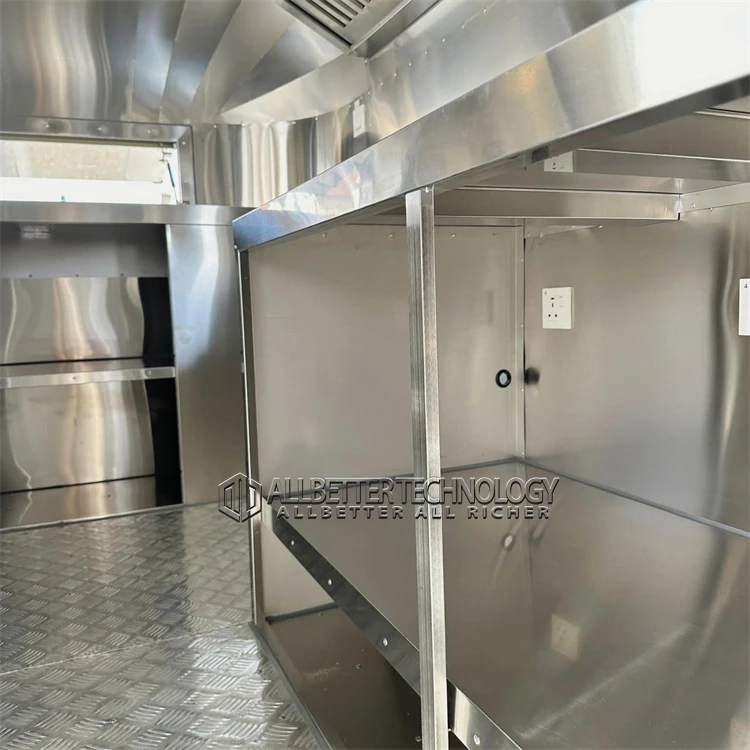 Retro Concession Vehicle Catering Van Mobile Stainless Steel Food Truck Hot Dog Cart BBQ Trailer Mobile Food Carts for Sale