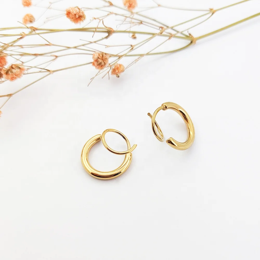 18k Gold Plated Helix Spiral Twist Earrings Stainless Steel - Main Image