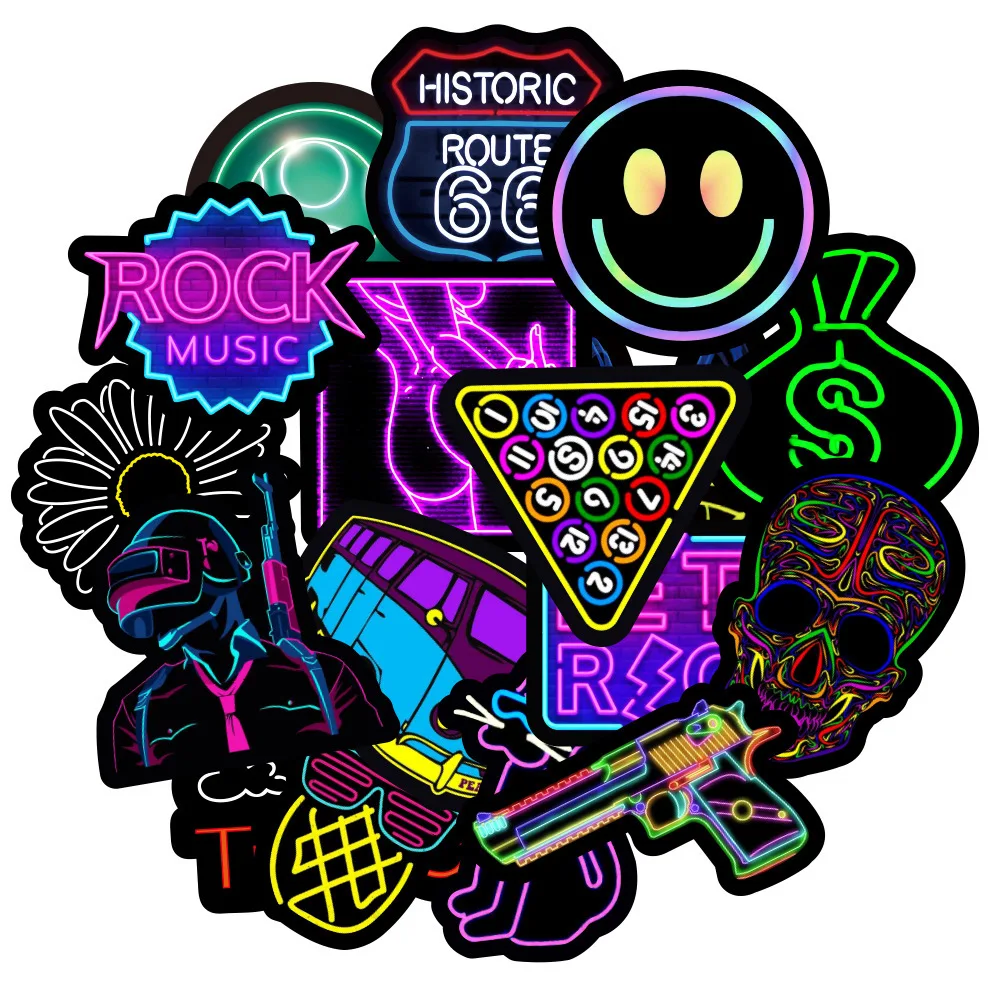 VOCOSTE 50 Stück Aufkleber Neon Sticker Graffiti Vinyl Für PC, Laptop