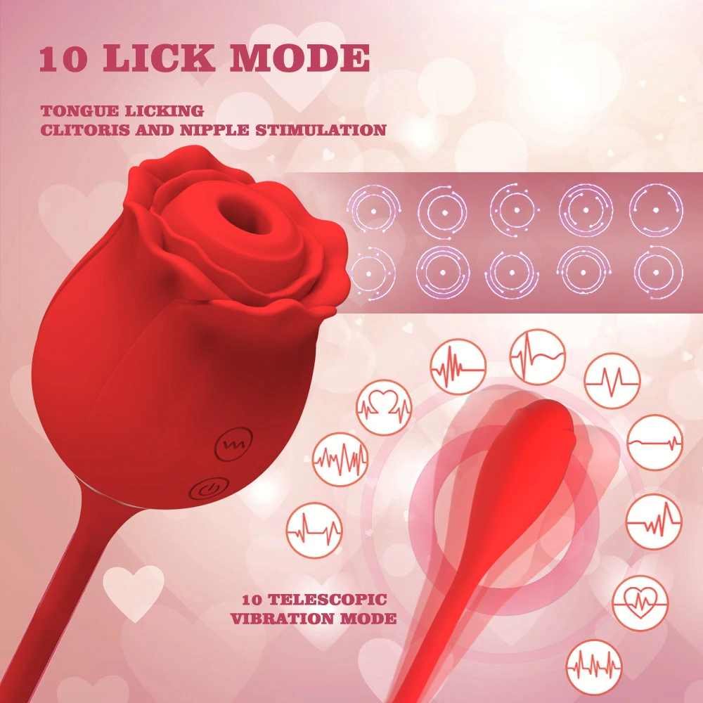 Clit Sucker Lick Rose Sex Toy Rose Vibrator Massage Dildo 2 In 1 For