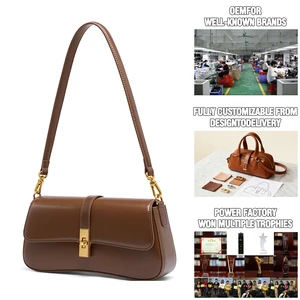 Manufacturer Wholesale Retro Women's Genuine Leather Shoulder Bags High-quality Cowhide Armpit Solid Color Messenger Saddle Bag