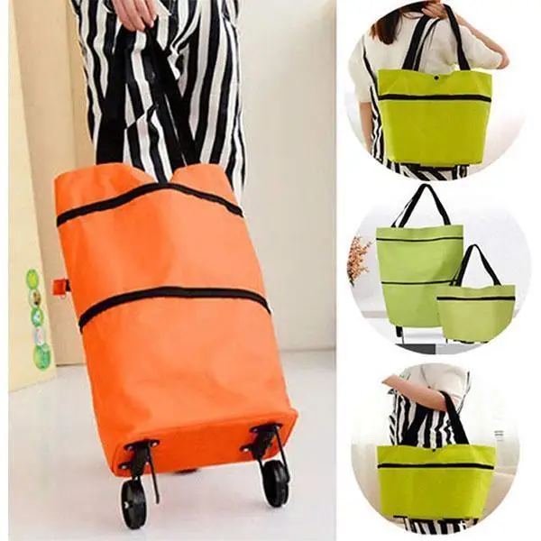 High Quality Reusable Trolley Tote Bag Oxford Cloth Folding Shopping Large Capacity Foldable Shopping Trolley Bags
