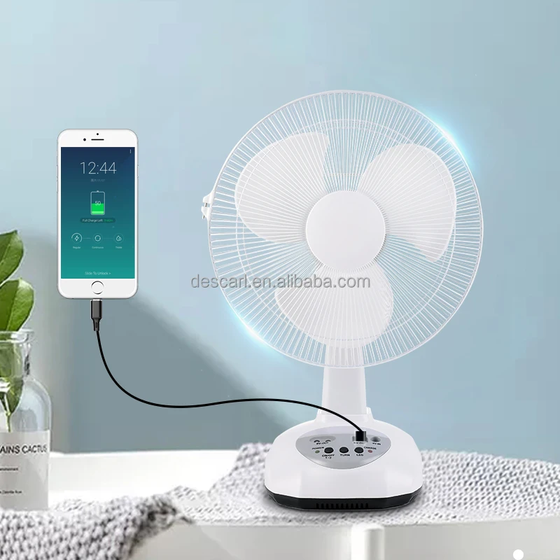 12inch Rechargeable Table Fan Dc Solar Fans Usb Charge Desk Fan With