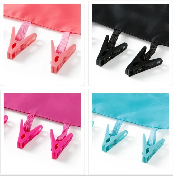 product custom waterproof oxford cloth travel hanger 6 clip fabric foldable hanging rack for hats socks underwear bathroom hotel closet-7