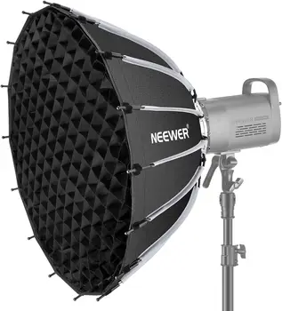 NEEWER 26inch/65cm Parabolic Softbox Quick Set up Quick Folding, with Diffusers/Honeycomb Grid/Bag, Compatible with Aputure