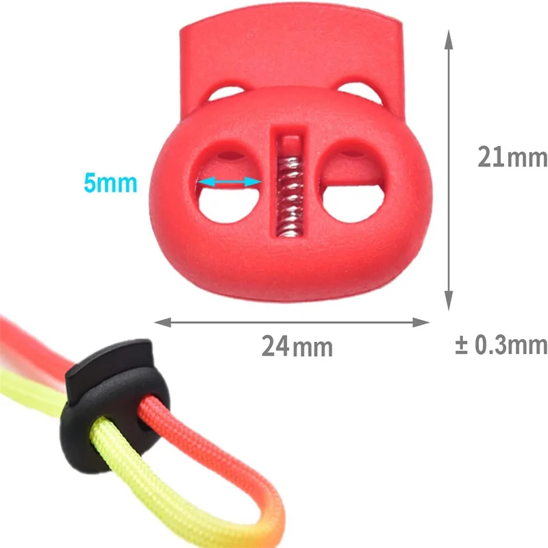 Sourcing Map Plastic Cord Lock Ends Toggle, Double Hole Spring Toggle