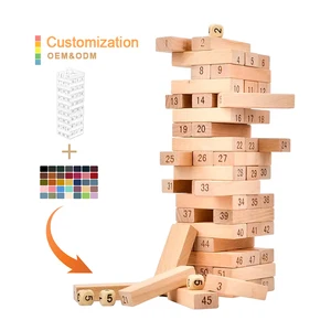 Custom Wooden Stacking Tower Wood Building Blocks DIY Domino Game Kids Developmental Number Blocks Toys